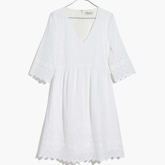 NWOT Madewell White Eyelet Lattice Dress Size 0 - Picture 9 of 9